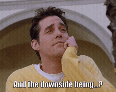 Man In Yellow Saying And The Downside Being GIF