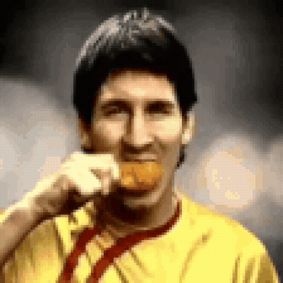 Man In Yellow Shirt And Red Tie Eating Food GIF