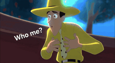 Man In Yellow Shirt And Tie Asking Who Me GIF