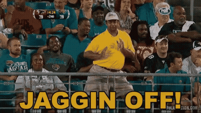 Man In Yellow Shirt Dancing Jaggin Off GIF