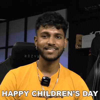 Man In Yellow Shirt Happy Children's Day GIF