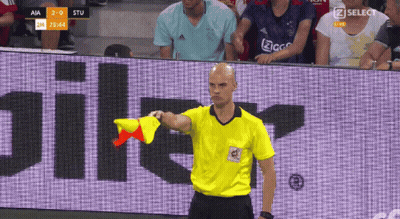 Man In Yellow Shirt Holding Red Flag Saying Zselect GIF