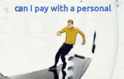 Man In Yellow Shirt Jumping Saying Can I Pay With A Personal GIF