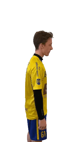 Man In Yellow Shirt Number 61 Sticker