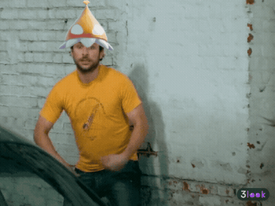 Man In Yellow Shirt Saying 3Look GIF