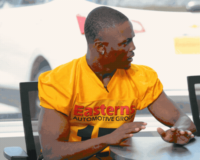 Man In Yellow Shirt Saying Easterns Automotive Group GIF