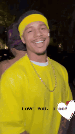 Man In Yellow Shirt Saying Love You I Do GIF