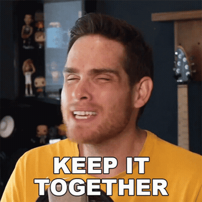 Man In Yellow Shirt Says Keep It Together Eyes Closed GIF