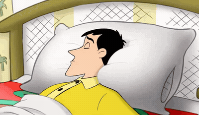 Man In Yellow Shirt Sleeping In Bed GIF