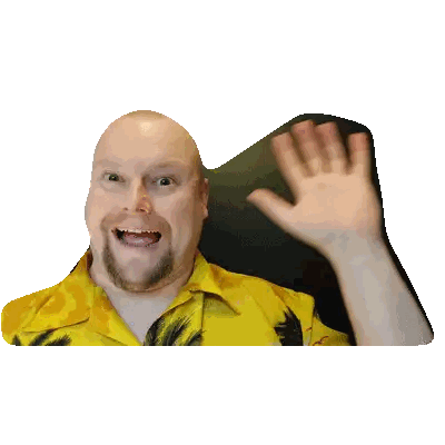 Man In Yellow Shirt Waving Sticker