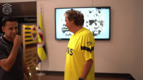 Man In Yellow Shirt With AVS GIF
