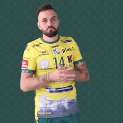 Man In Yellow Shirt With Number 14 GIF