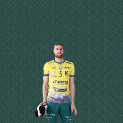 Man In Yellow Shirt With Number 5 Holding Shoes GIF