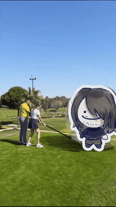 Man In Yellow Shirt With Woman On Golf Course GIF