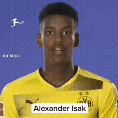 Man In Yellow Soccer Jersey Alexander Isak GIF