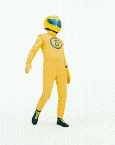 Man in Yellow Suit and Helmet in Front of Problem Sign