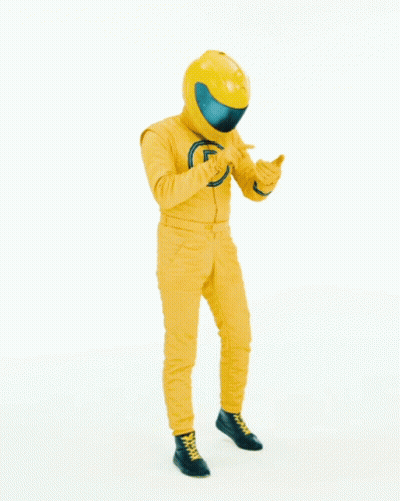 Man in Yellow Suit and Helmet Says Hit Me Up