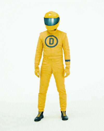 Man In Yellow Suit Bending Before Time To Cry Sign GIF