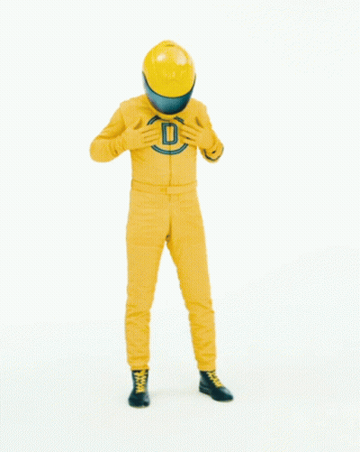 Man in Yellow Suit in Front of No Money No Problem Sign