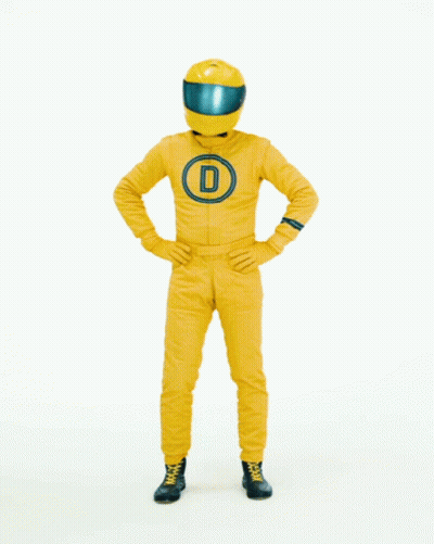 Man In Yellow Suit With Helmet Hands On Hips Saying Mhhh GIF