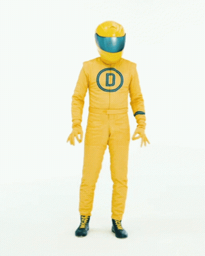 Man in Yellow Suit With Helmet Saying Thank You