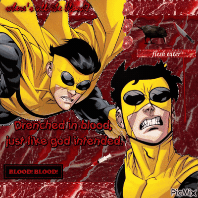 Man In Yellow Superhero Costume Saying Blood Blood GIF
