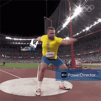 Man In Yellow Switzerland Shirt Throwing Discus GIF