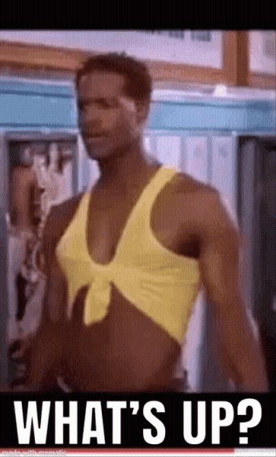 Man In Yellow Tank Top Saying What's Up GIF