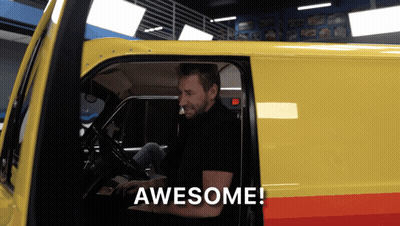 Man In Yellow Van Saying Awesome GIF