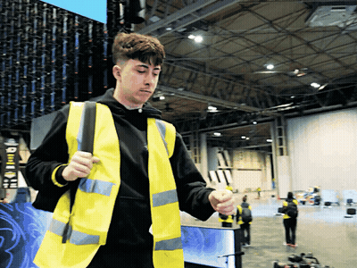 Man In Yellow Vest And Black Hoodie GIF