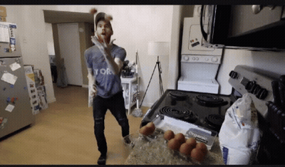 Man In York Shirt Throwing Eggs GIF