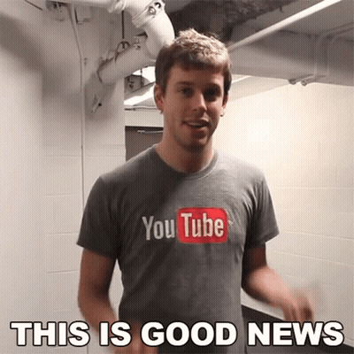 Man In YouTube Shirt Saying This Is Good News GIF