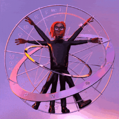 Man In Zodiac Circle With Letter N GIF