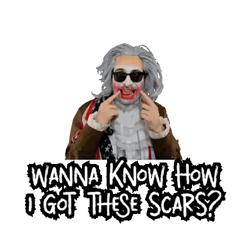 Man In Zombie Costume Says How Got Scars Sticker