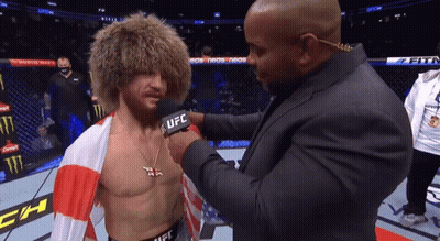 Man Interviewed By Man With UFC Microphone GIF
