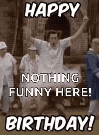 Man Jumping Arms Up Happy Nothing Funny Here Birthday GIF