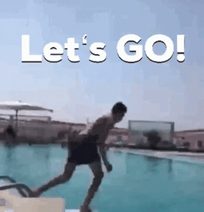 Man Jumping Into Swimming Pool Let's Go GIF
