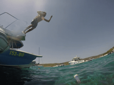 Man Jumping Into Water From Boat Saying 152 Bo GIF