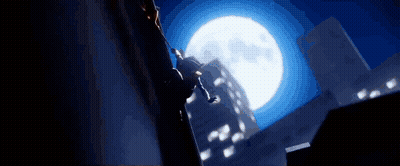 Man Jumping Off Building In Front Of Full Moon GIF