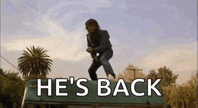 Man Jumping Off Bus Roof He's Back GIF