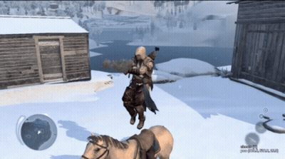 Man Jumping Over Horse In Snow GIF