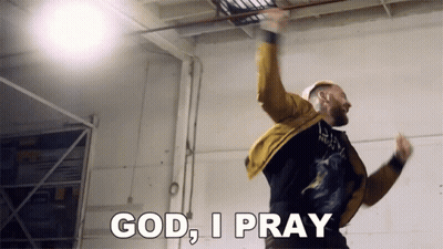 Man Jumping Saying God I Pray GIF