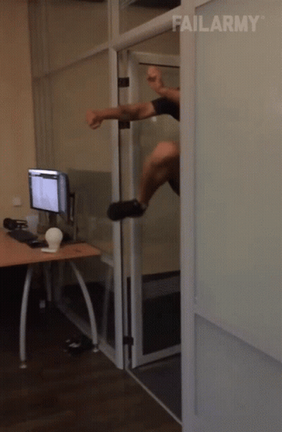 Man Jumping Through Door FailArmy GIF