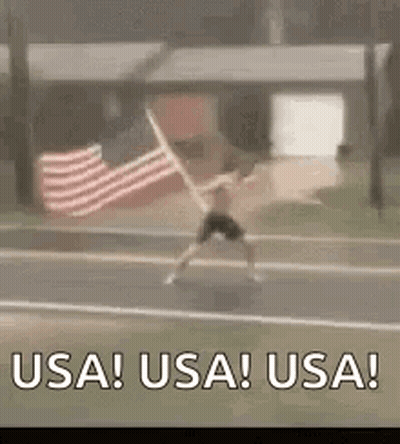 Man Jumping With American Flag GIF