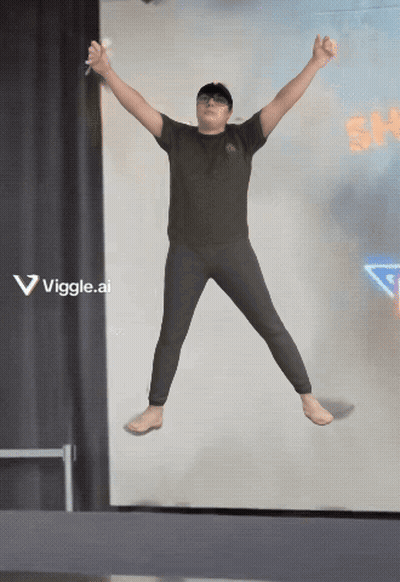 Man Jumping With Viggle.ai Advertisement GIF