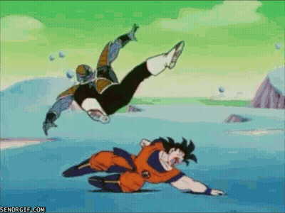 Man Kicked By Flying Man GIF