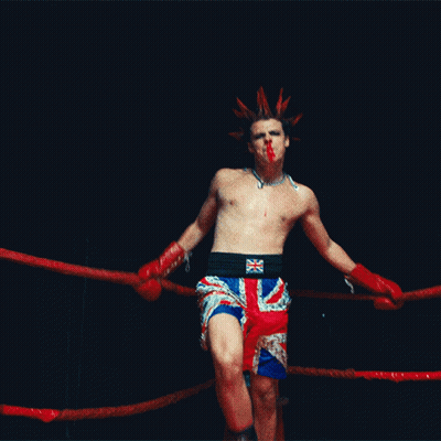 Man Kicking In Boxing Ring With British Flag Shorts GIF