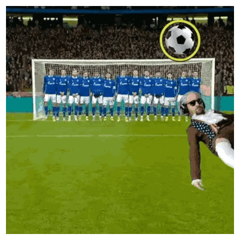 Man Kicking Soccer Ball In Goal Sticker