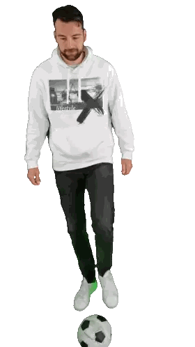 Man Kicking Soccer Ball In Hoodie Sticker