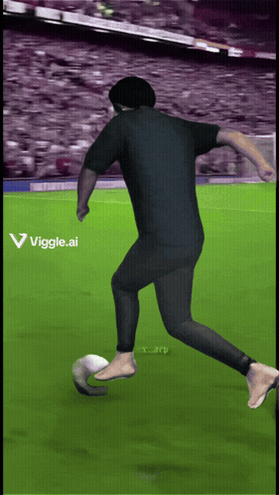 Man Kicking Soccer Ball On Field Viggle.ai Logo GIF